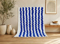 Blue Moroccan Rug | Handmade Wool Berber Carpet | Boho Area Rug | Beni Ourain Style  | thick pile rug