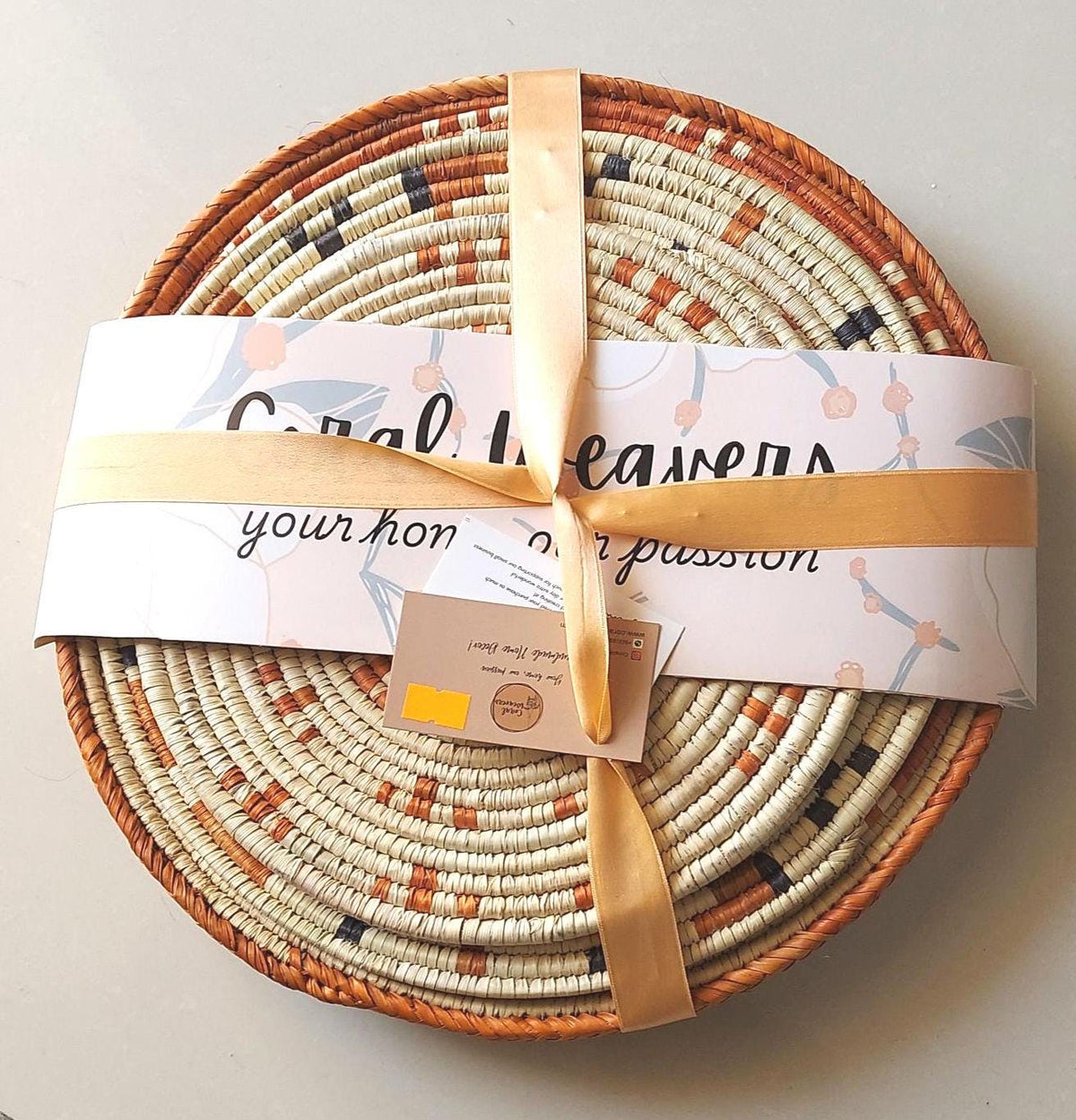 Handwoven Boho Wall Basket Set (4 Baskets) – Natural Earthy Rattan Wall Decor