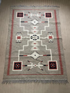 8x10ft Southwestern Rug, 100% wool Navajo rug |10x14 rug, oversized grey southwestern rug, native American rug