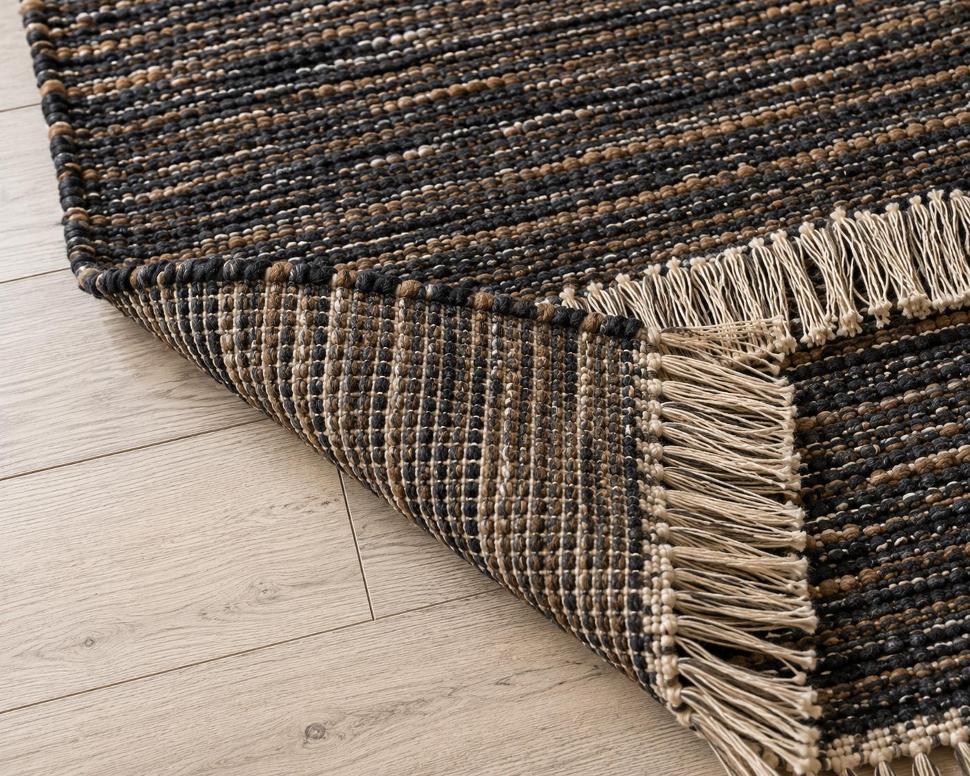 Black Brown Wool Kilim Rug, Handloom wool Area Rug, Rustic Boho Wool Rug, Tribal Flatweave Bedroom Living Room Rug