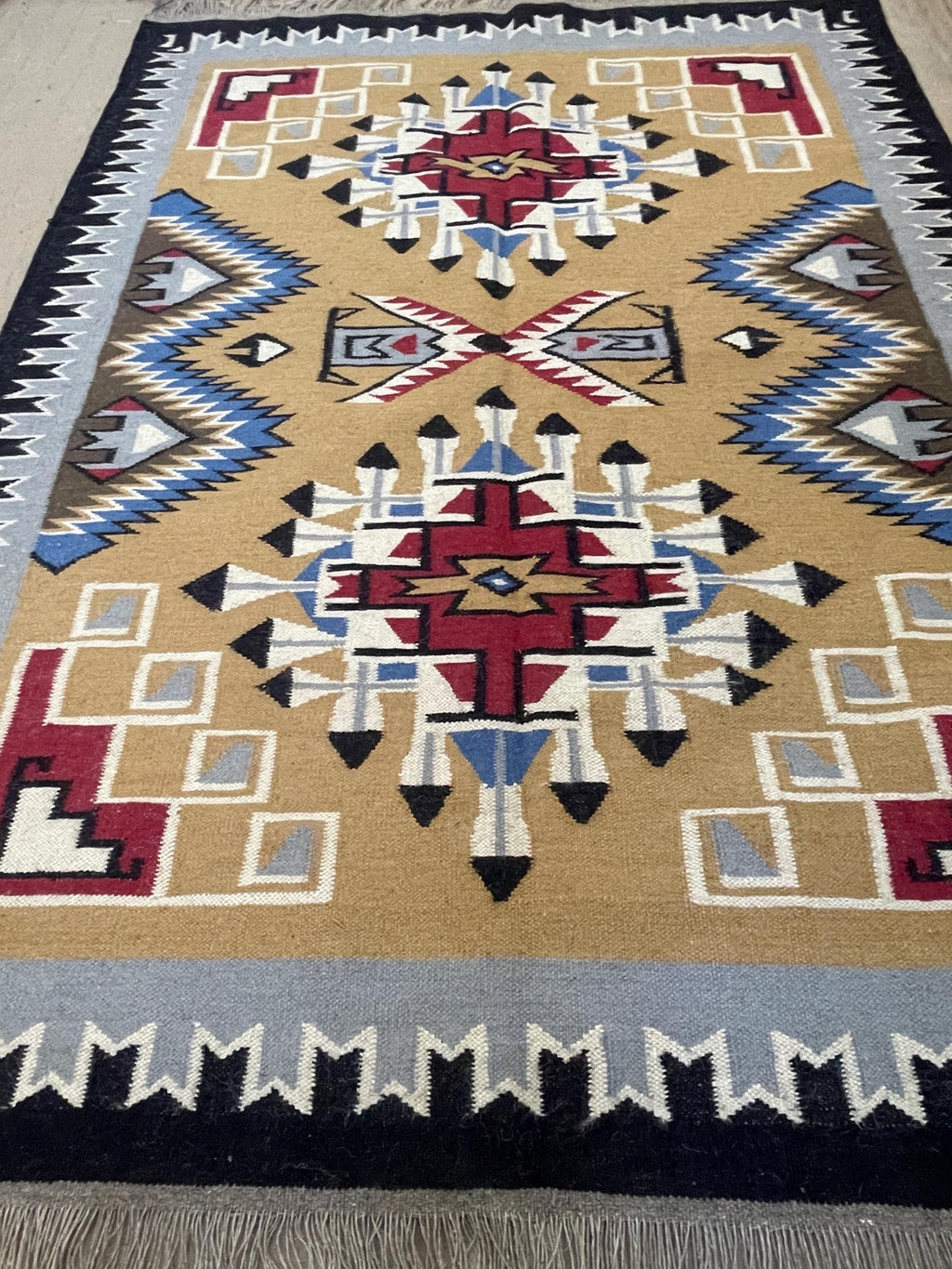 Southwestern Navajo Style Rug 8x10, Boho Aztec Tribal Area Rug, Handwoven Wool Carpet, Rustic Western Living Room Decor