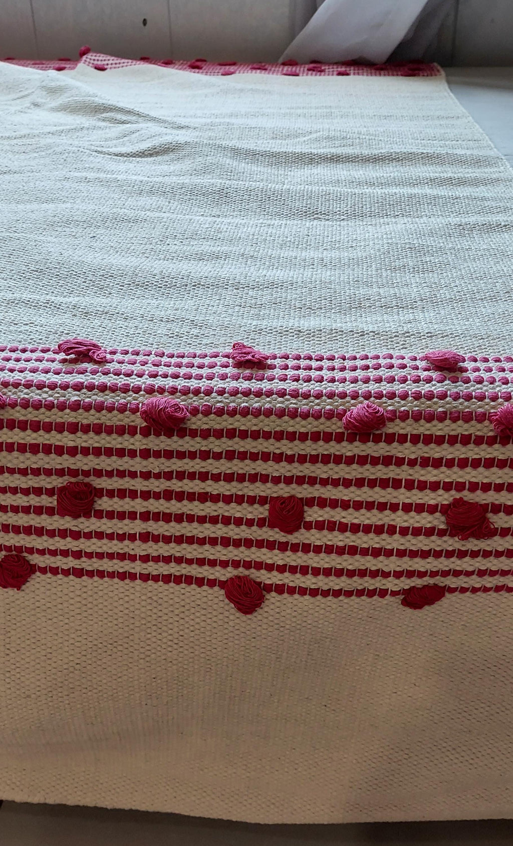 Handwoven Cotton Kilim Rug, Pink Scandinavian Nursery Rug, 4x6 ft
