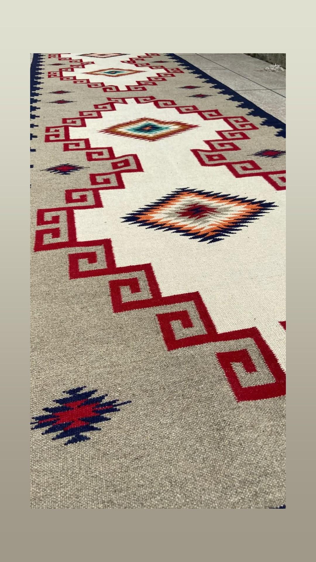 3x18 Handmade Blue Grey Navajo Runner|Handwoven Southwestern Hallway Runner|Handcrafted Wool Stair Runner |All Sizes Custom Kilim Runner Rug