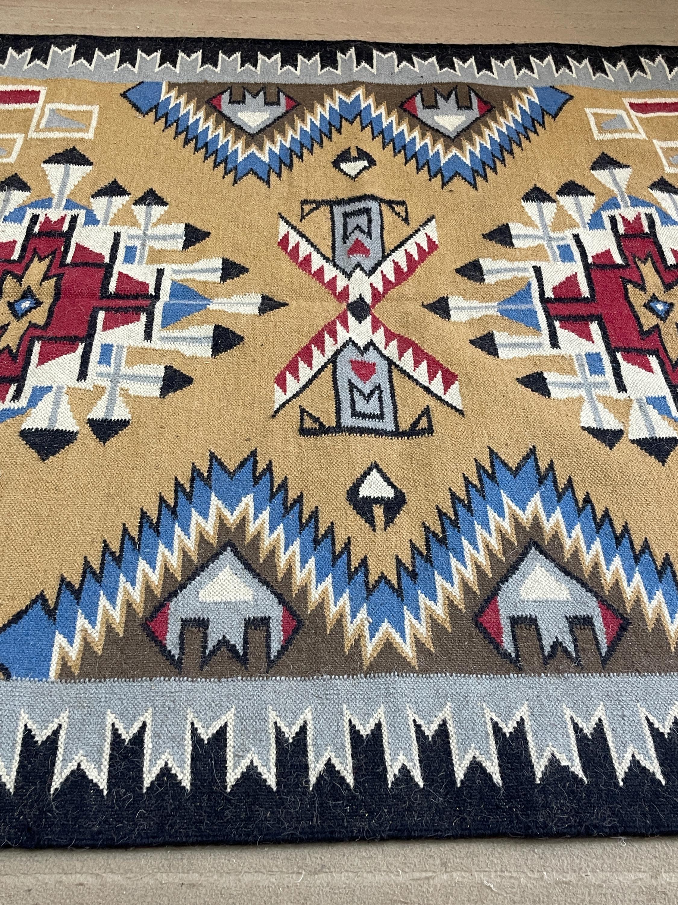 Southwestern Navajo Style Rug 8x10, Boho Aztec Tribal Area Rug, Handwoven Wool Carpet, Rustic Western Living Room Decor