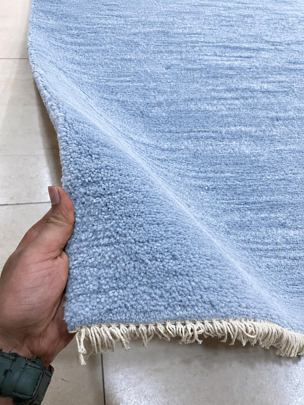 Blue Hand Knotted Wool Gabbeh Rug, light blue Area Rug, Persian style  Soft Carpet, high pile blue carpet