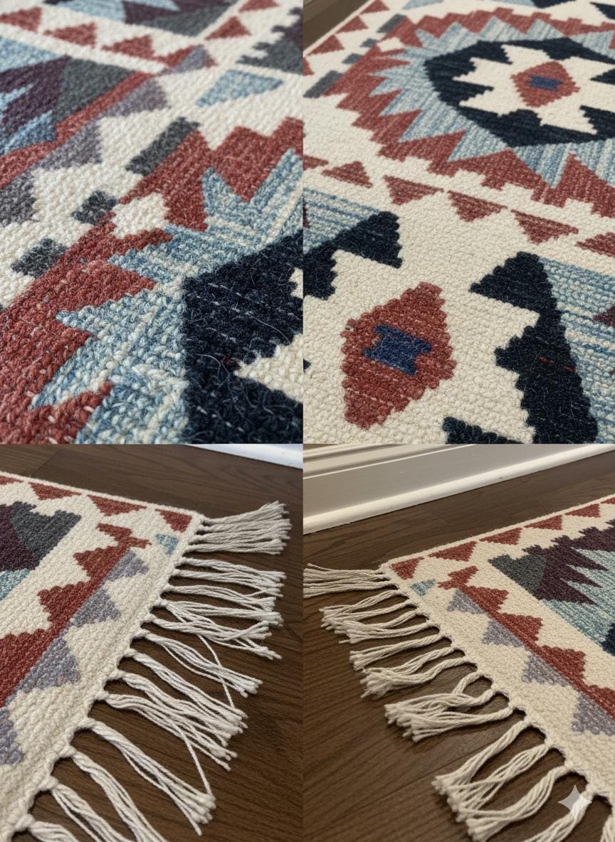 Handwoven Chenille Navajo Runner Rug – Southwestern Boho Tribal Design, Washable Hallway & Staircase Rug