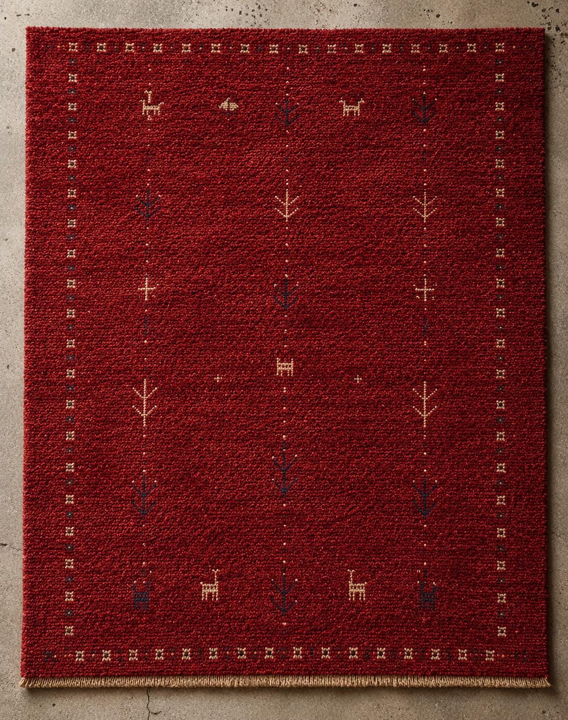 Hand-Knotted Gabbeh Wool Rug – Persian Tribal Plush Pile Rug, Red