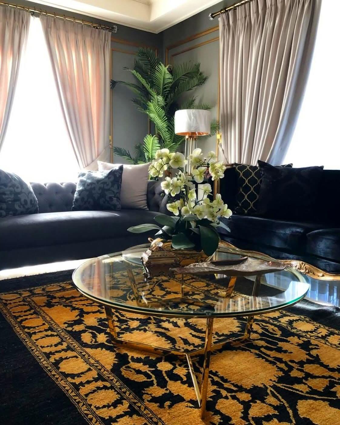 Hand-Knotted Ziegler Chobi Wool Rug – Traditional Floral Bordered Design, Black & Mustard Gold