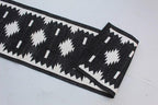 Southwestern  style Geometric Runner Rug, Black White Flatweave Cotton Hallway Kilim