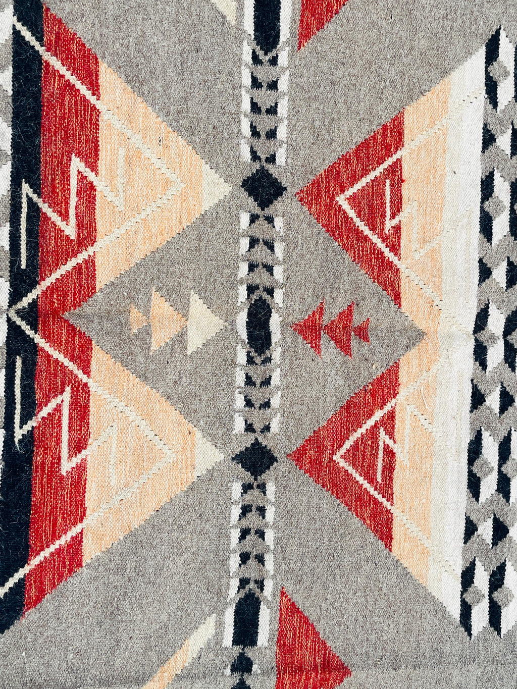 Beige and red  aztec wool  Rug, Southwestern Native American Style Rug-   wool are kilim, 8x10 grey rug,