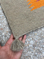 Burgundy orange and taupe tribal handmade wool kilim rug – view 5