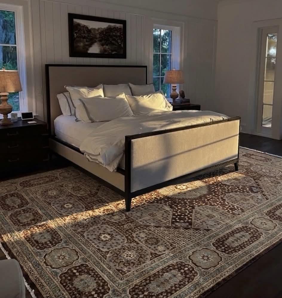 Hand-Knotted Tabriz Wool Rug – Traditional Persian Medallion Design, Brown/Cognac (350x250cm)