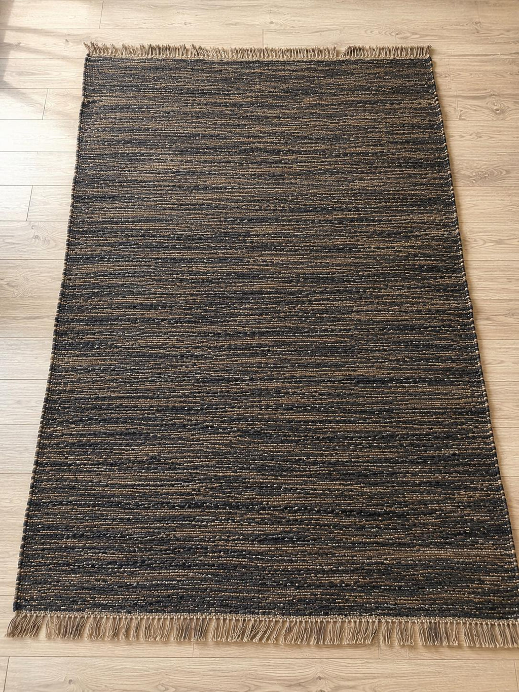 Black Brown Wool Kilim Rug, Handloom wool Area Rug, Rustic Boho Wool Rug, Tribal Flatweave Bedroom Living Room Rug