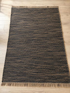 Black Brown Wool Kilim Rug, Handloom wool Area Rug, Rustic Boho Wool Rug, Tribal Flatweave Bedroom Living Room Rug