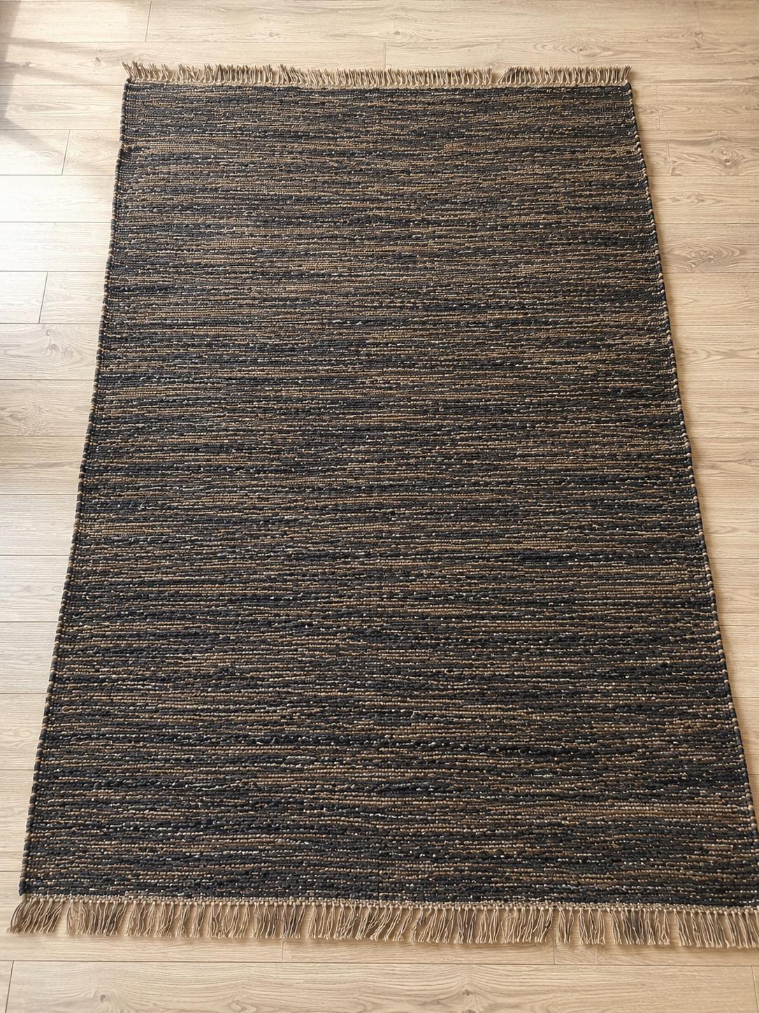 Black Brown Wool Kilim Rug, Handloom wool Area Rug, Rustic Boho Wool Rug, Tribal Flatweave Bedroom Living Room Rug