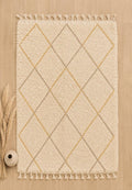 Hand-Knotted Wool Beni Ourain Rug, Cream Shag Berber Carpet, Boho Living Room