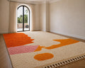 Moroccan Azilal Rug, Handmade Wool Berber Rug, Cream and Orange Abstract Area Rug, Colorful Boho Rug, Thick Pile Custom Rug