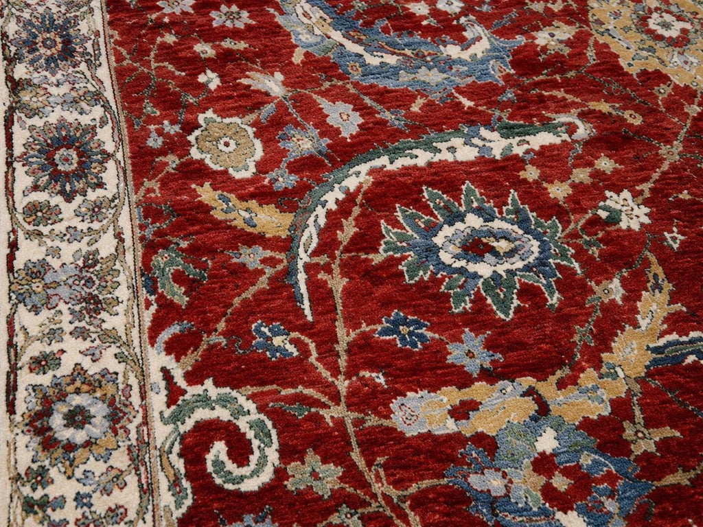 Red Hand Knotted Wool Ziegler Rug, Traditional Oriental Area Rug, Vintage Persian Style Carpet, Handmade Luxury Rug