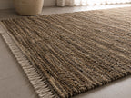 Brown Wool Kilim Rug, Handloom wool Area Rug, Rustic Boho Wool Rug, Tribal Flatweave Bedroom Living Room Rug