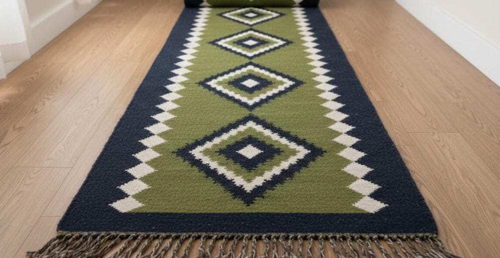 Green Kilim Runner Rug, Kitchen Corridor Runner, Hallway Runner Rug, Blue Green Tribal Runner, Long Hallway Carpet, 3x12 Runner Rug