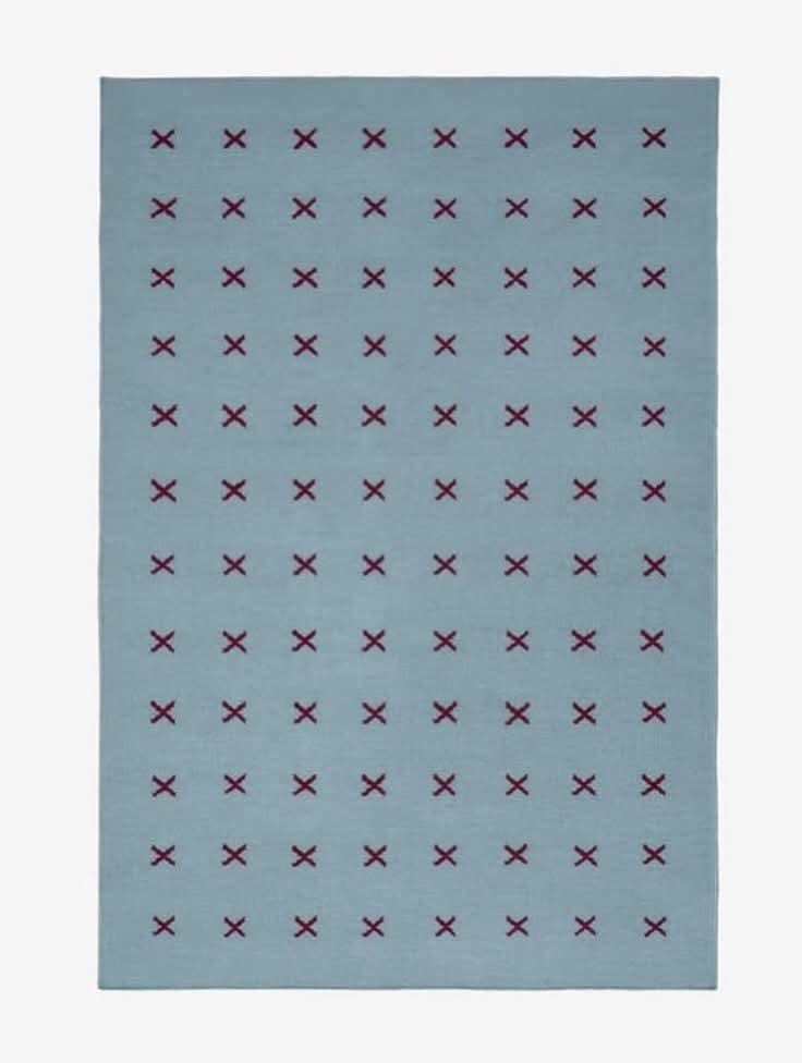 Blue and Burgundy  Handwoven Wool Kilim Rug, blue Kilim for bedroom, Rustic Boho Tribal Flatweave,