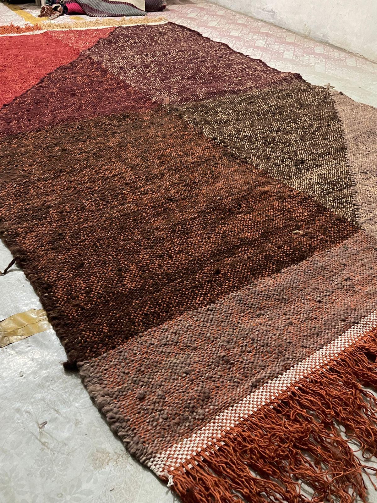 Terracotta kilim rug, brown tones runner rug, wool rug, earthy tones wool kilim | vintage inspired rug