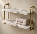 Calacatta Marble Two-Tier Bathroom Wall Shelf