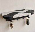 Black and White Marble Waterjet Key Shelf