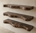 Brown Emperador Marble Wave Wall Shelves – Set of 3
