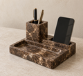 Brown Emperador Marble Desk Organizer