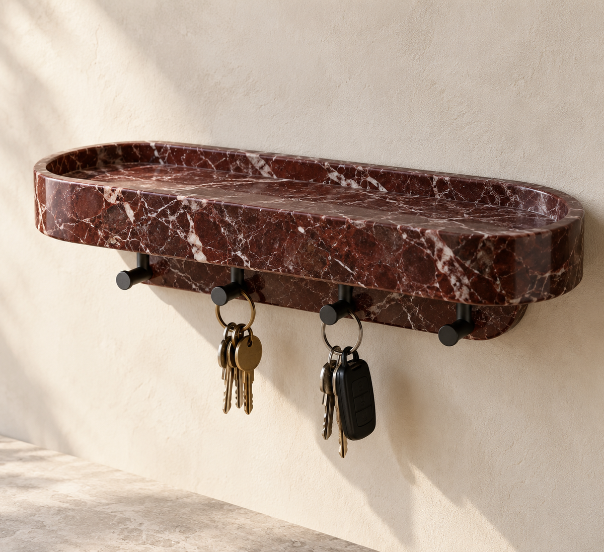 Rosso Levanto Marble Key Holder Shelf