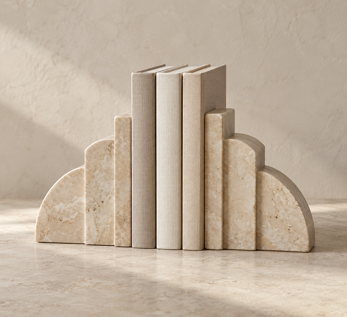 Beige Marble Sculptural Bookends – Pair