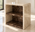 Beige Two Tone Storage Marble Side Table - Beige & Emperador