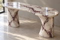 Burgundy Veined Crescent Marble Console - White & Burgundy