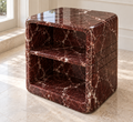 Rosso Rounded Open Storage Marble Side Table - Rosso