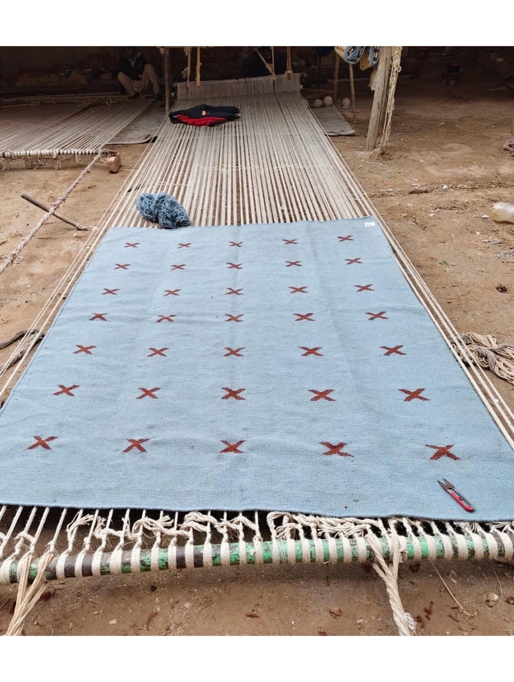 Light blue and burgundy kilim rug,  blue stair runner rug,  blue area rug, staircase runner