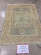 muted grey Oushak Rug 7x9ft – hand knotted Wool Rug,  – Vintage inspired grey  and green Area Rug – Traditional Floral Oushak Carpet