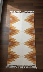 Southwestern Geometric Wool Hallway Runner | Handwoven Tribal Pattern Rug | Boho Entryway Wool Runner | Aztec Kilim Corridor Farmhouse Rug