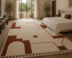 Modern Hand Knotted Area Rug, terracotta and  Ivory  Rug, Contemporary Abstract Rug, Living Room Rug, soft thick plush carpet
