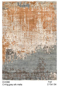 Abstract hand knotted modern wool rug,  rust and Grey  Modern Contemporary Statement area Rug