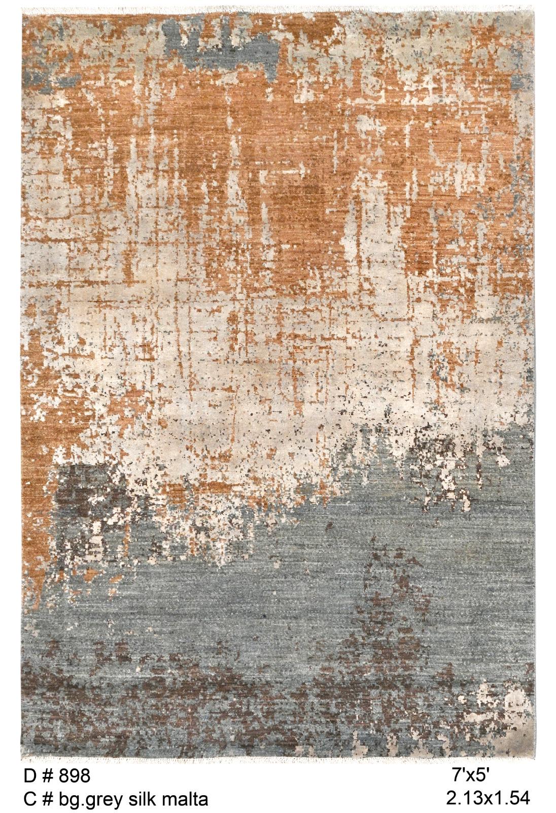 Abstract hand knotted modern wool rug,  rust and Grey  Modern Contemporary Statement area Rug