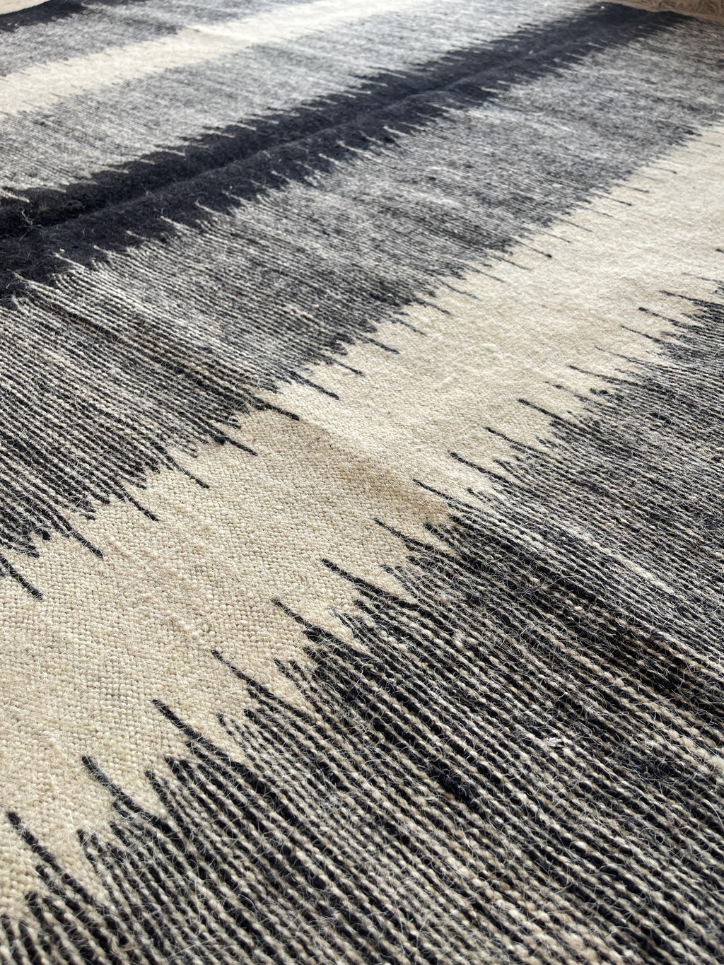 Grey Black Cream Kilim Runner Rug, Flatweave Stair Runner, Scandinavian Striped Kitchen Rug, Handmade Wool Hallway Runner,