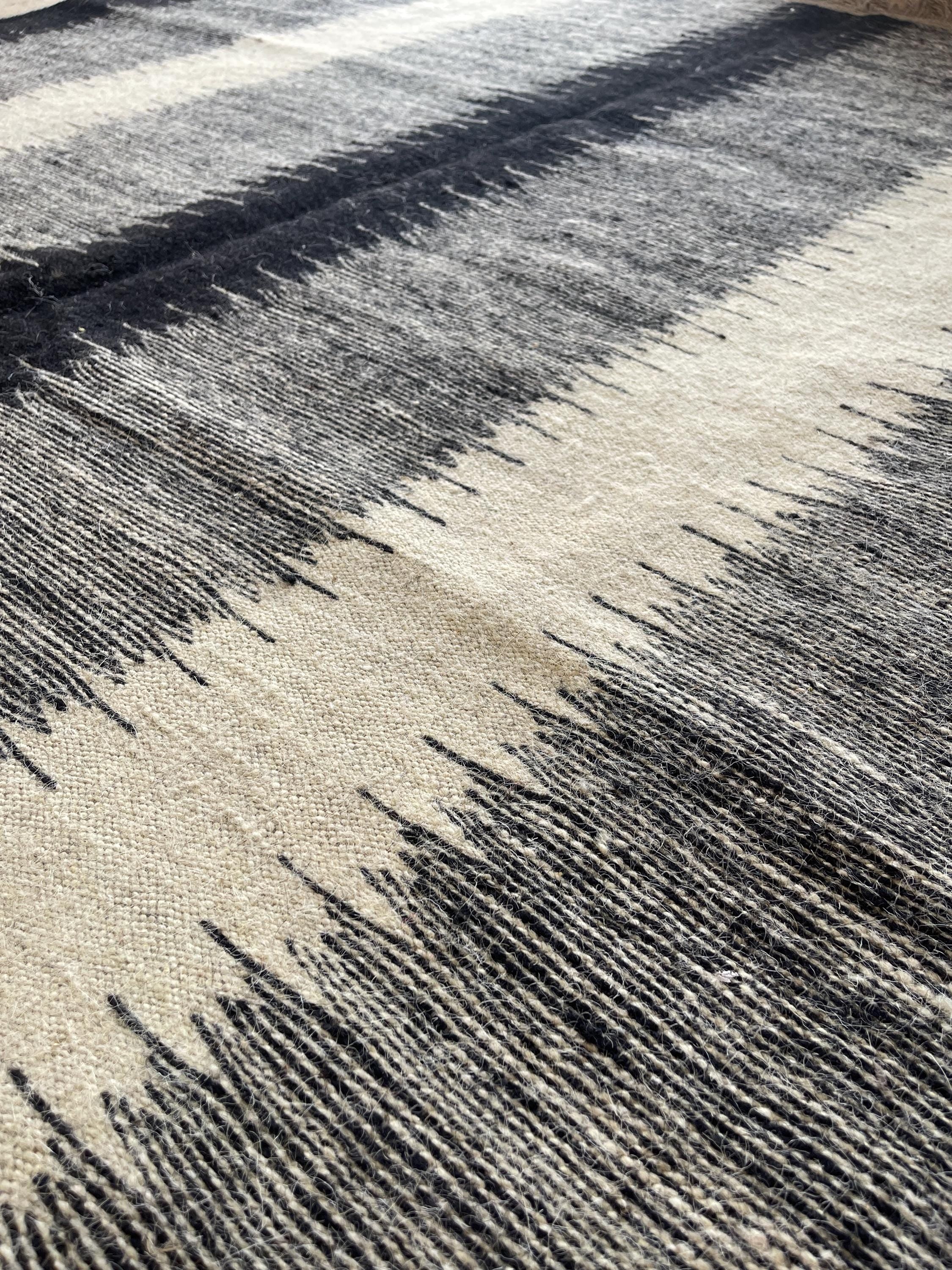 Grey Black Cream Kilim Runner Rug, Flatweave Stair Runner, Scandinavian Striped Kitchen Rug, Handmade Wool Hallway Runner,