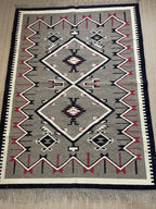 Grey Navajo Kilim Rug, Handwoven Wool Rug, Southwestern style Tribal Area Rug, Neutral Boho Western Decor, Custom Size Geometric Carpet