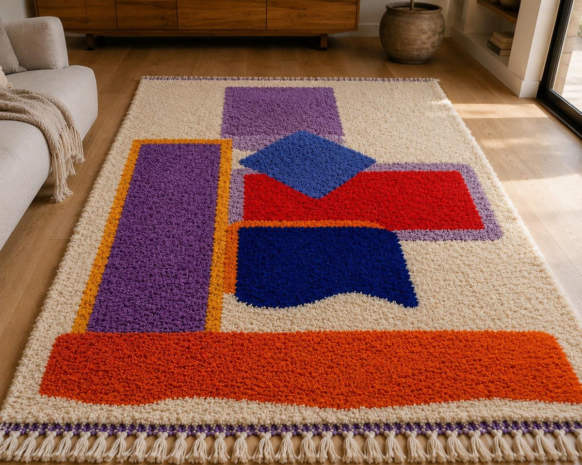 Handmade Azilal Wool Runner – Abstract Colorful Design