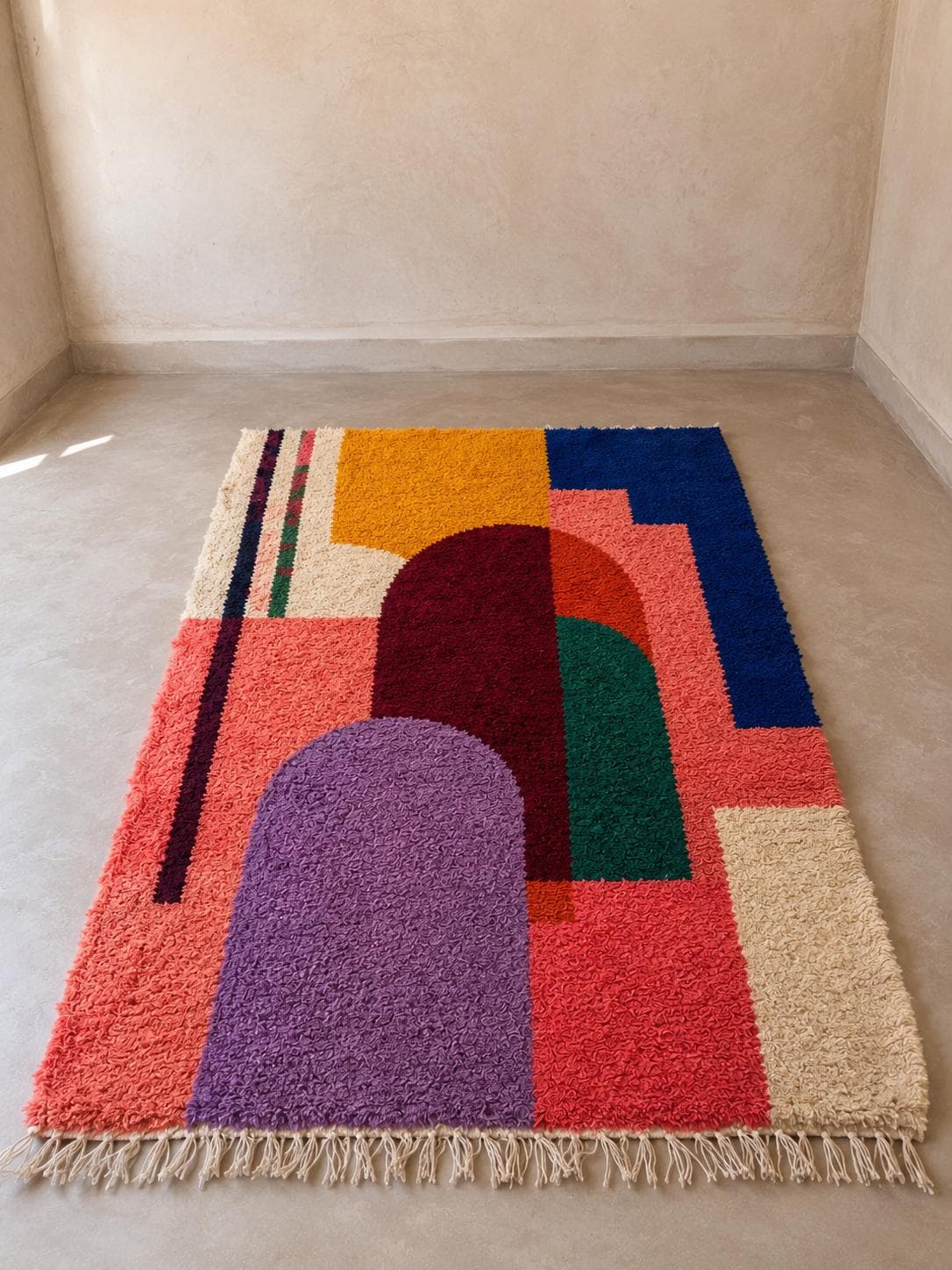 Moroccan Azilal Rug, Beni Ourain Style, Hand Knotted Wool Rug, Colorful Berber Carpet, Boho Shag Area Rug, Living Room Rug, Custom Size