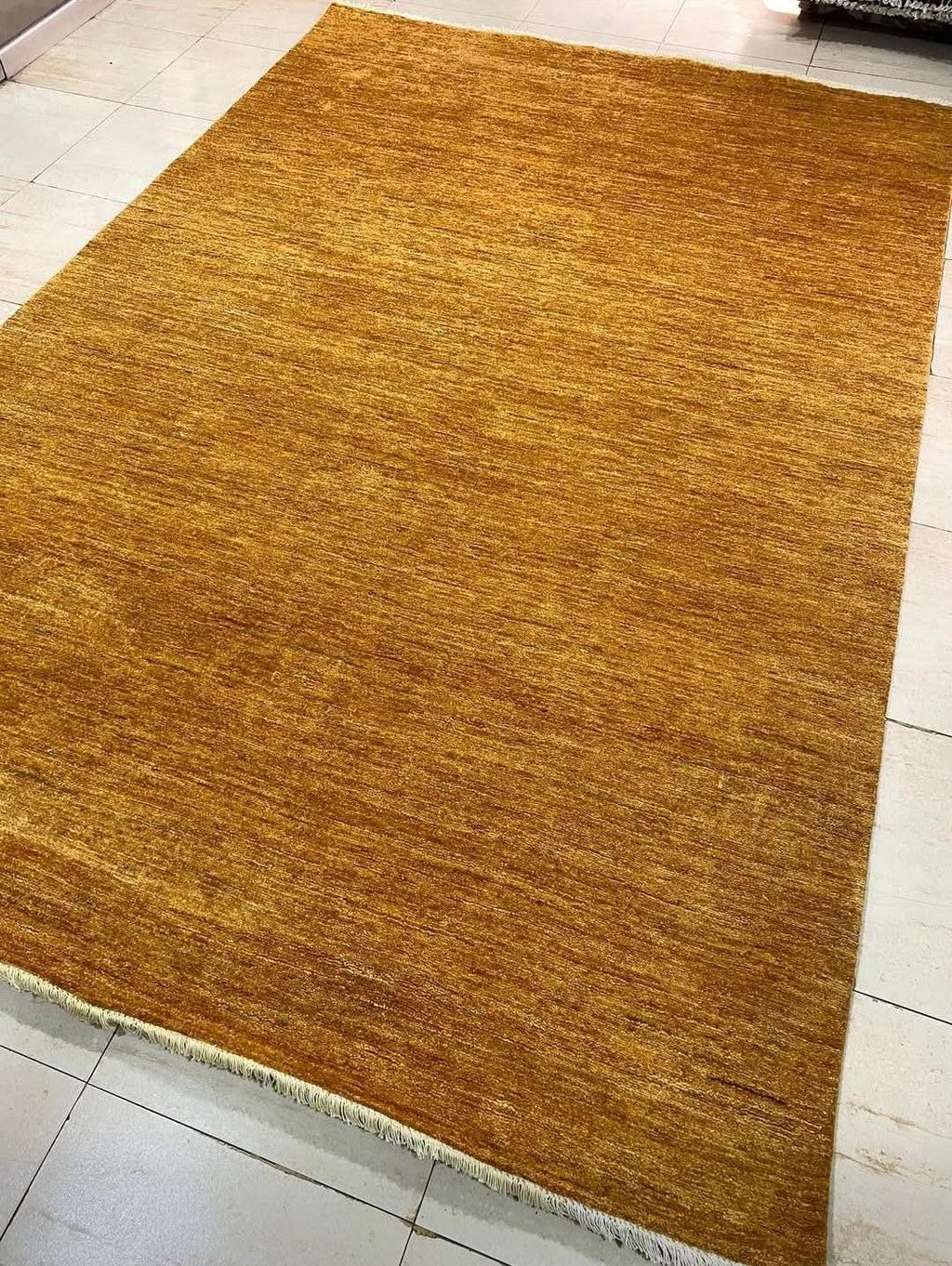 Hand Knotted Wool Gabbeh Rug, Mustard Gold Area Rug, Modern Persian soft Carpet, Solid saffron Color Wool Rug, Contemporary Handmade Rug