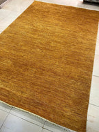 Hand Knotted Wool Gabbeh Rug, Mustard Gold Area Rug, Modern Persian soft Carpet, Solid saffron Color Wool Rug, Contemporary Handmade Rug
