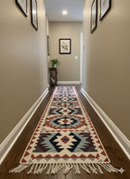 Handwoven Chenille Navajo Runner Rug – Southwestern Boho Tribal Design, Washable Hallway & Staircase Rug
