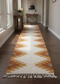 Southwestern Geometric Wool Hallway Runner | Handwoven Tribal Pattern Rug | Boho Entryway Wool Runner | Aztec Kilim Corridor Farmhouse Rug
